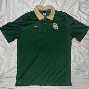 Nike Dri-FIT Baylor Bears Polo Shirt Men's Large Green Gold Athletic Golf